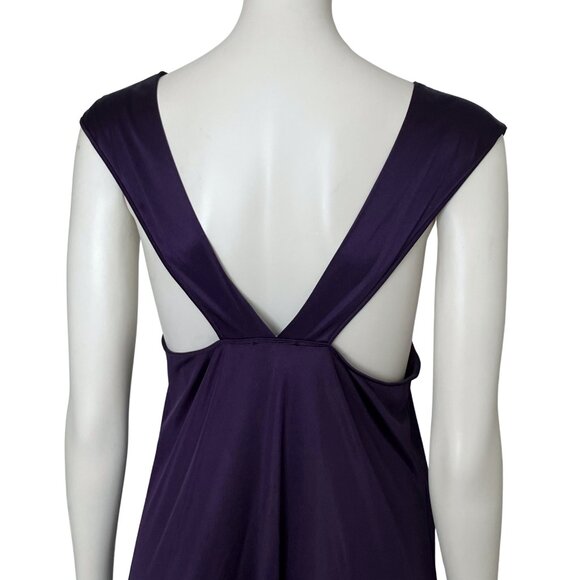 Vintage 70s Vanity Fair Purple Embroidered Slip Long Nightgown M/L Romantic Glam - Picture 11 of 14